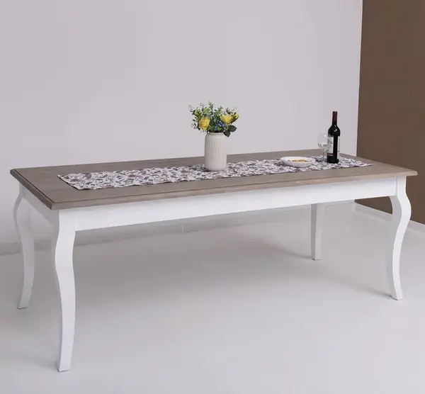 Masa dining cu picioare curbate 210x90x78cm cu finisaj Dublu color