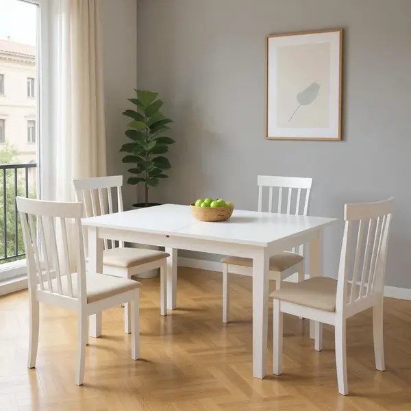 Masa dining extensibila Mabor-Houston Alb 150x80x73.8 cm