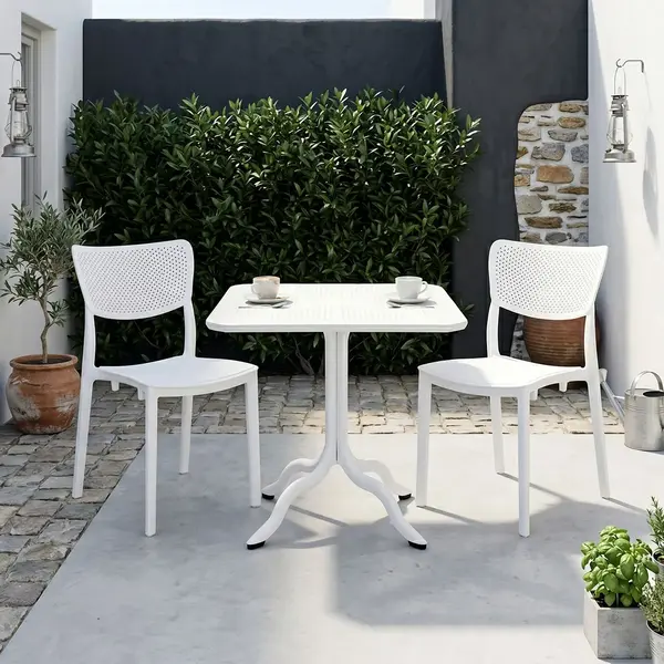 Masa dining Icon-Ignite pakoworld, set din 3 piese, PP in nuanta alba. Masă dining Icon-Ignite pakoworld, set din 3 piese, PP în nuanță albă.