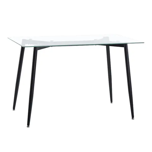 Masa dining Quana, Pako World, Sticla, Picioare negre, 120x70x75 cm