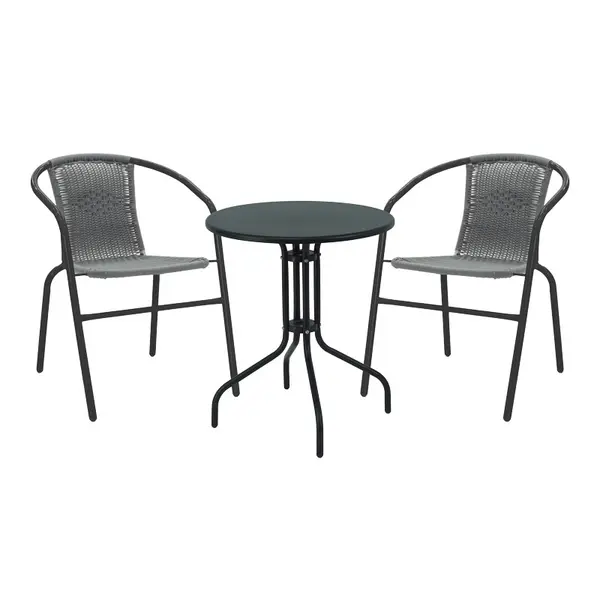 Masa dining Vergo-Obbi, Pako World, Metal, Negru, 60x60x70 cm