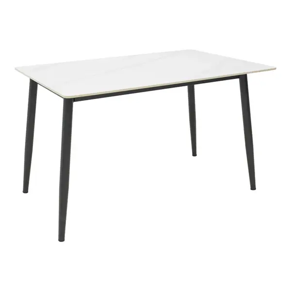 Masa dreptunghiulara cu blat din piatra sinterizata Gustas, Picioare metal, Negru, 120x80x76 cm