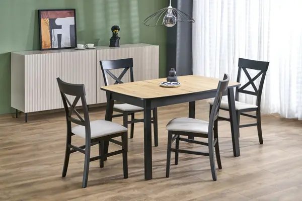 Masa extensibila Barril stejar artizan/negru L130-170 cm