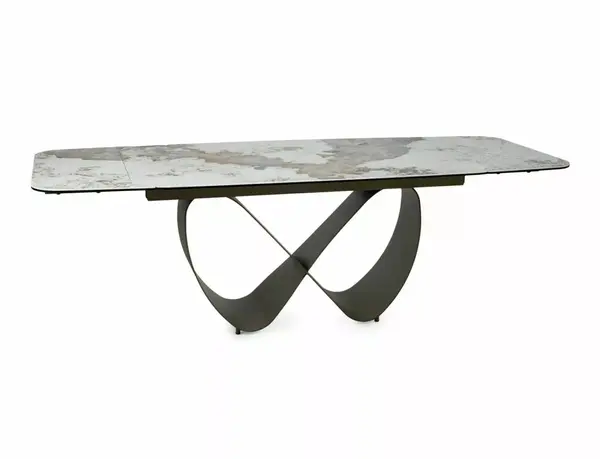 Masa extensibilă Infinity Ceramic alb lucios/cupru L160-240xl95 cm