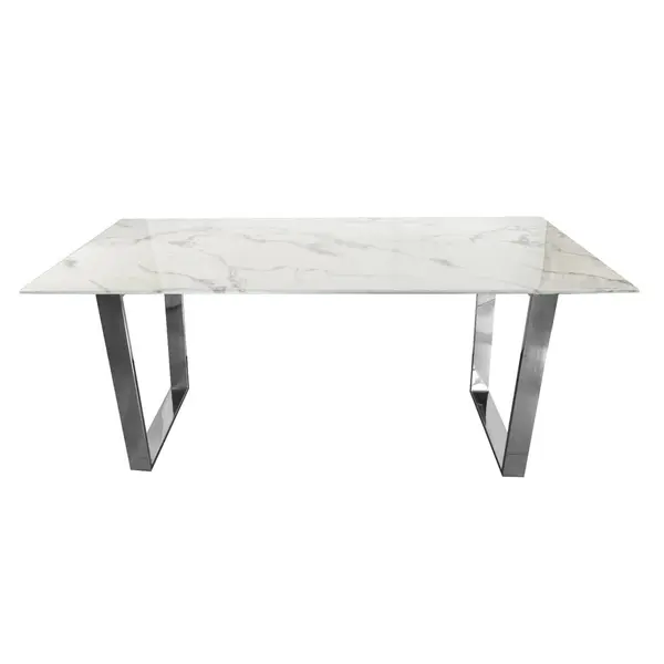 Masa Madera alb/silver marmura – 160/80/75 cm
