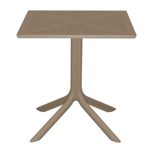 Masă Modernă Groovy cu Design Perforat, Cappuccino, 60x60x76 cm