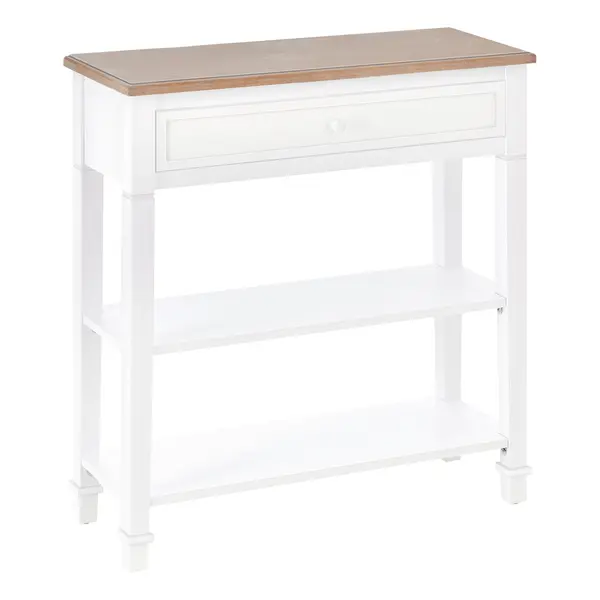Masa multifunctionala pentru hol HOMCOM, cu sertar, lemn pin, 75.6x27.5x80.5cm, alb | Aosom Romania