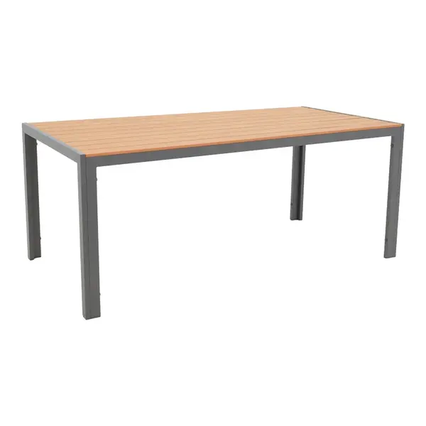 Masa Nares Pakoworld din aluminiu antracit-placaj, nuc deschis, 180x90x72.5 cm Masa Nares Pakoworld din aluminiu antracit-placaj, nuc deschis, 180x90x72.5 cm