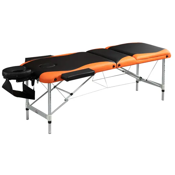 Masa pentru Masaj HOMCOM, 214x60 cm, Negru și Portocaliu, Design Ergonomic, Ușor de Transportat, Ideală pentru Saloni și Acasă | Aosom România