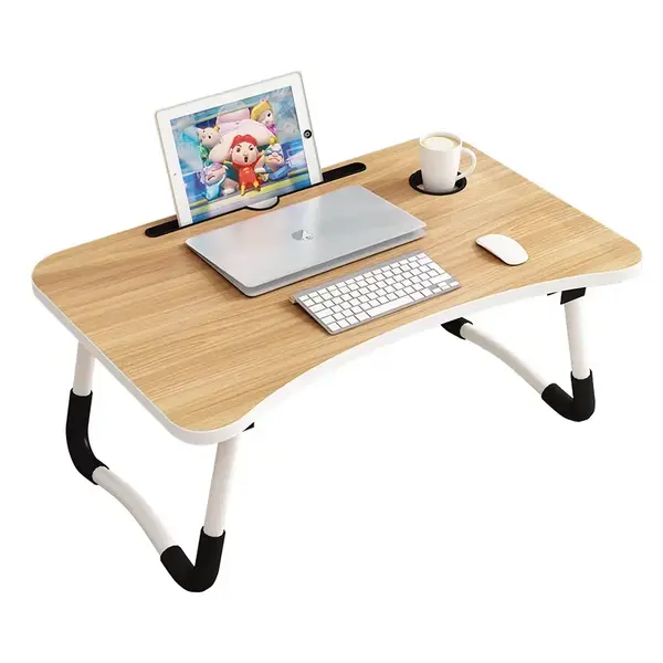 Masă pliabilă pentru laptop, dimensiuni 60x40x28cm &ndash; Design modern din MDF și metal