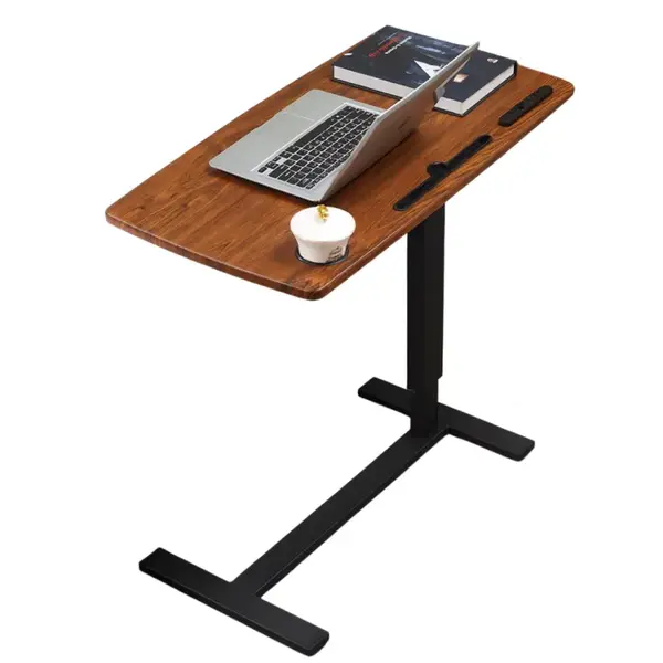 Masă reglabilă pentru laptop cu suport pentru cană și slot &ndash; design modern, robustă și multifuncțională-80x40x(66-94)cm-walnut