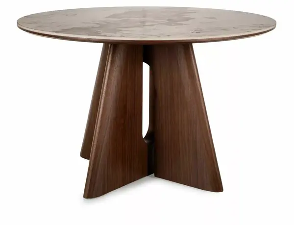 Masa rotunda Alzano Ceramic alb lucios/nuc ø120/h77 cm