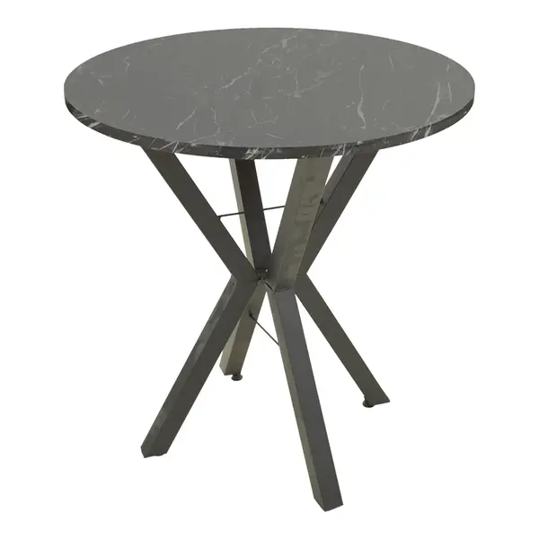 Masa rotundă cu aspect de marmură neagră Rogue, Metal, D70x72 cm