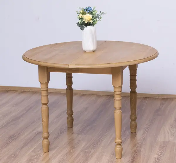Masa rotunda cu extensii 116/198x116cm cu finisaj Light Walnut Waxed