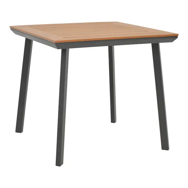 Masa Synergy aluminiu antracit-placaj, Natural, 80x80x74 cm
