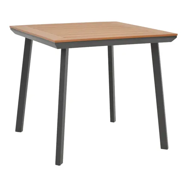 Masa Synergy Pakoworld aluminiu antracit - placaj natural 80x80x74 cm Masa Synergy Pakoworld aluminiu antracit - placaj natural 80x80x74 cm
