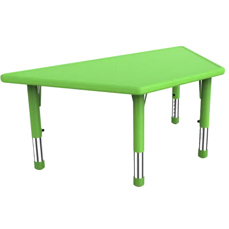 Masa trapezoidala verde din plastic reglabila marimea 1-3 pentru gradinita