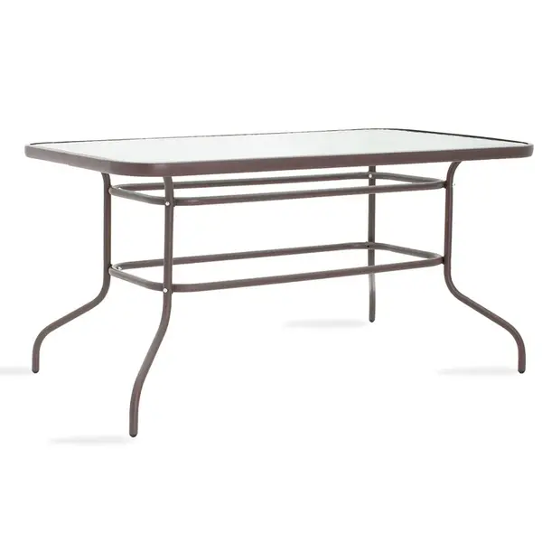 Masa Valor metal sticla, Maro - Alb, 140x80x70 cm