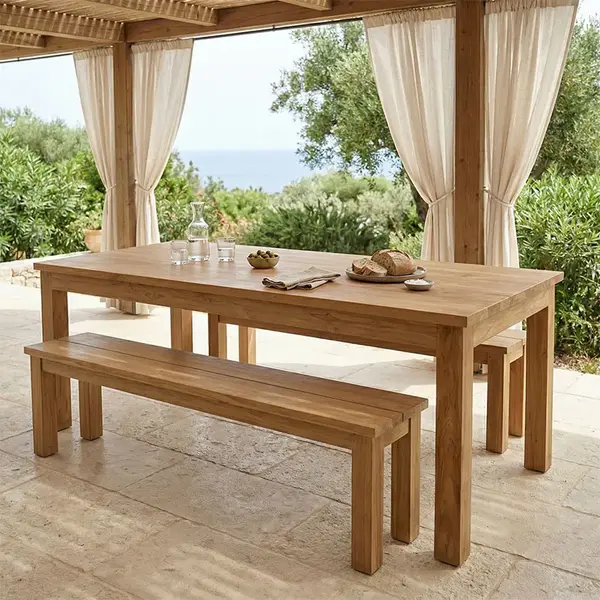 Masa Wooly pakoworld lemn de tec in nuanta naturala 220x90x75cm Masă din lemn de tec pakoworld, nuanță naturală, 220x90x75 cm
