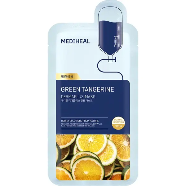 Mască de față iluminatoare, Dermaplus Green Tangerine Sheet Mask, 22 ml, Mediheal