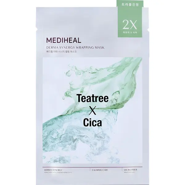 Mască de față pentru calmare, Derma Synergy Wrapping Mask Tea Tree x Cica, 25 ml, Mediheal