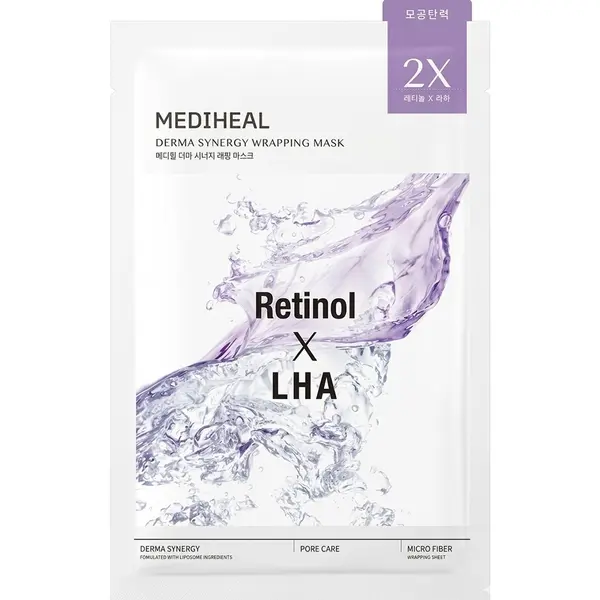 Mască de față pentru îngrijirea porilor, Derma Synergy Wrapping Mask Retinol x LHA, 25 ml, Mediheal