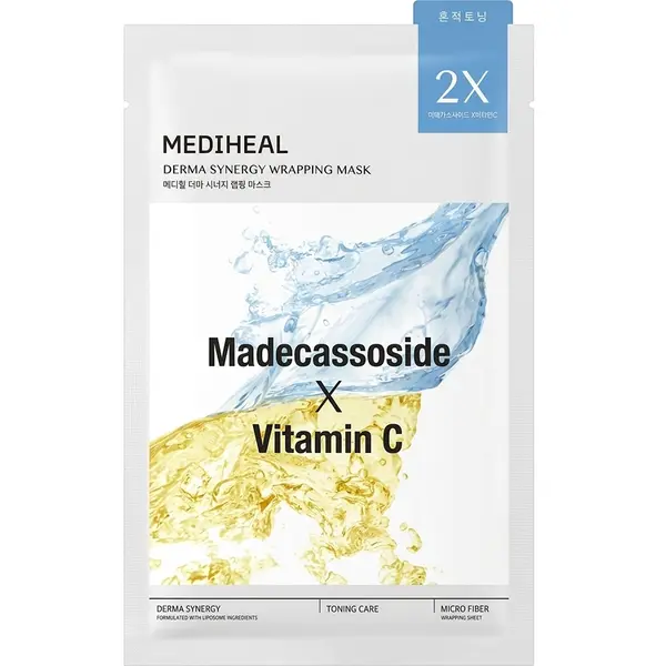 Mască de față pentru uniformizare, Derma Synergy Wrapping Mask Madecassoside x Vitamin C, 25 ml, Mediheal