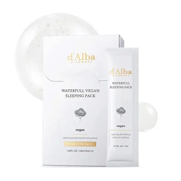 Masca de noapte hidratantă vegană, d'Alba, 4ml * 12 buc