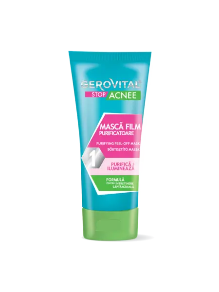 Mască Film Purifiantă Pentru Ten Mixt, Gras, Acneic, Gerovital Stop Acnee, 100 Ml
