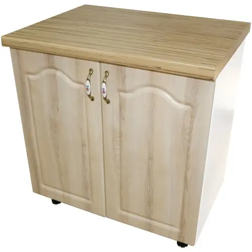 Masca pentru chiuveta cu 2 usi 80 cm Zebra, alb/MDF Sonoma Mustata, cu blat Artar 80 x 85 x 60