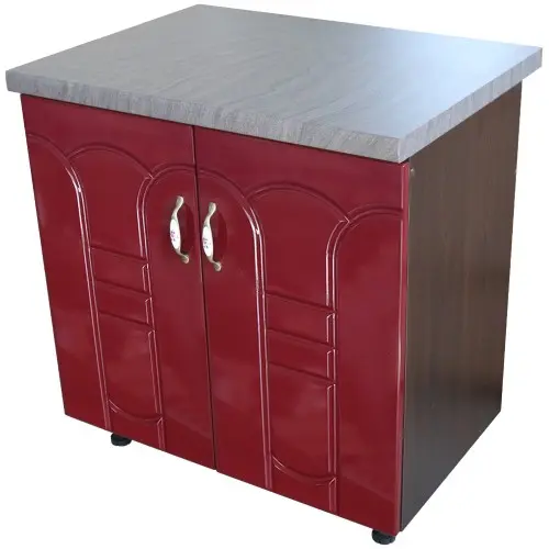 Masca pentru chiuveta cu 2 usi 80 cm Zebra, wenge/MDF Rosu Tulip, cu blat Beton, 80 x 85 x 60 cm