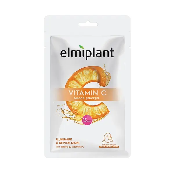 Masca Servetel Elmiplant Vitamin C, pentru Iluminare si Revitalizare, 20 ml