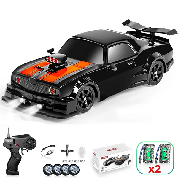 Masina cu telecomanda RC Timebox, 20km/h, 1:16, Drift car, Negru/Portocaliu - Default Title