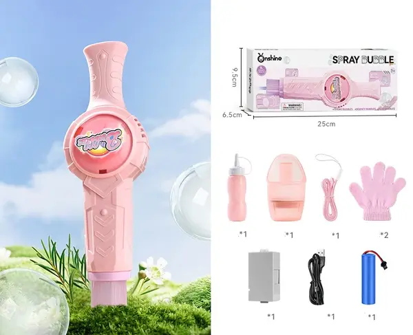 Masina de Bule de Fum Magic - Bagheta cu Efect de Ceata si Lumina LED - Roz Roz