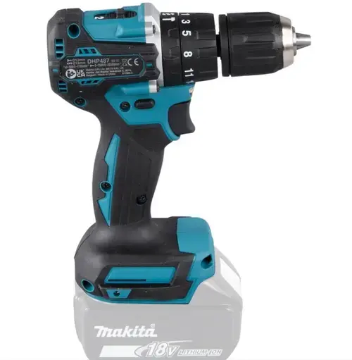 Masina de gaurit cu percutie Makita DHP487Z, fara acumulator, 40Nm, 1700 rpm (Negru/Turcoaz)