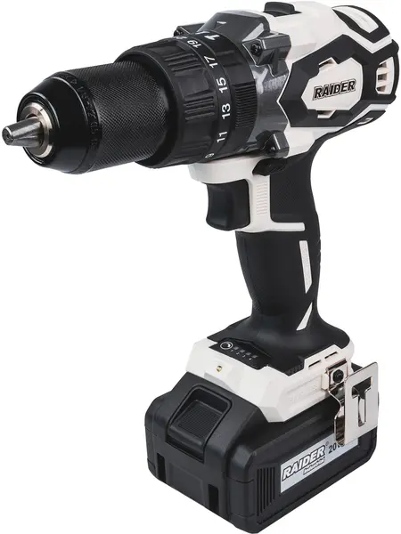 Mașină de găurit fără fir Raider - Industrial, RDI-CDB03W, 20V, cu baterie și încărcător