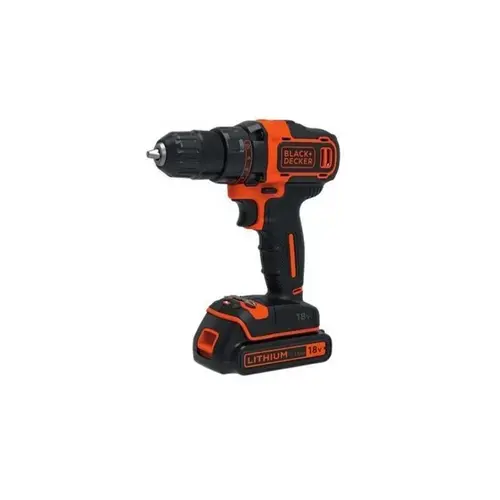 Masina de gaurit si insurubat Black&Decker BDCDD186B-QW, cu acumulator 18 V, 2 x 1.5 Ah, 1350 RPM (Negru/Portocaliu)