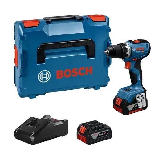 Masina de gaurit si insurubat (bormasina) pe acumulator Bosch Professional GSR 18V-65, 06019N3203, 18V, 63/31 Nm, 2100 RPM, mandrina metalica, Kickback control, motor fara perii, 2 acumulatori GBA 18V 5.0Ah, incarcator rapid GAL 18V-40, L-BOXX 136