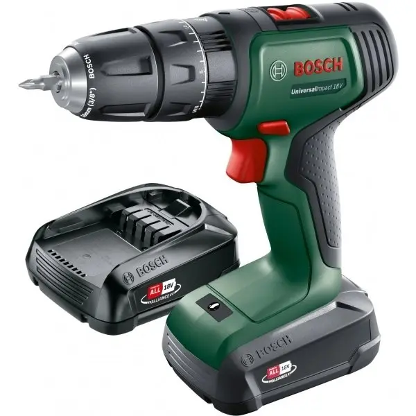 Masina de gaurit si insurubat cu percutie, Bosch UniversalImpact 18V 06039D4101, cu 1 acumulator, Li-Ion, 18 V, 1.5 Ah, 34 Nm, valiza plastic