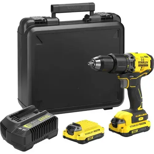 Masina de gaurit si insurubat cu percutie Stanley FatMax SFMCD715D2K-QW, 18 V, 1900 rpm, 60 Nm, 32300 bpm + 2 Acumulatori 2.0 Ah, Incarcator si Valiza transport