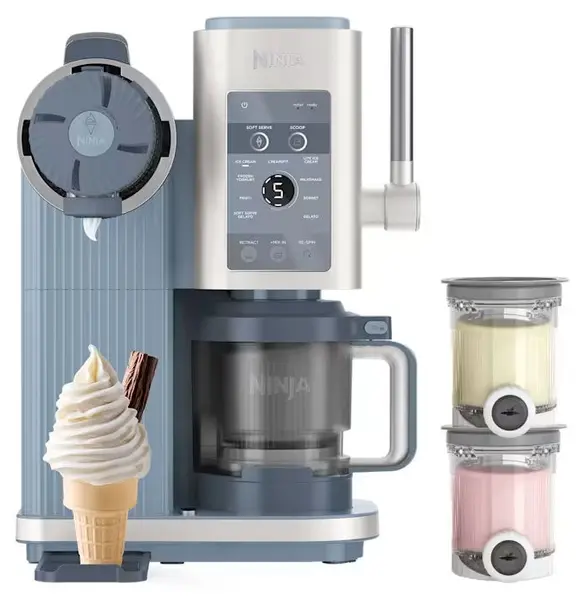 Mașină de înghețată Ninja - Creami Scoop & Swirl, 800W, 13 programe, albastru