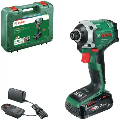 Masina de insurubat cu impact Bosch Universal 06039E7001, 18V, 210Nm, iluminare LED, acumulator 2Ah, incarcator, valiza