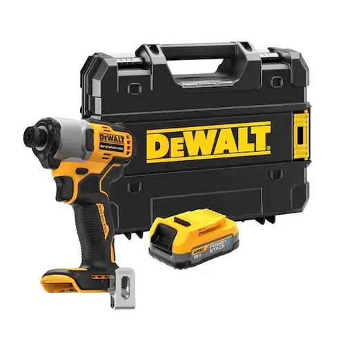 Masina de insurubat cu impact DeWalt DCF840E1T-XJ, 18 V, 1.7 Ah, 3200 rpm, 192 Nm, acumulator, valiza (Galben/Negru)
