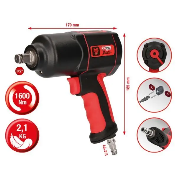 Mașină de înșurubat cu percuție (aer comprimat) KSTOOLS 515.1200