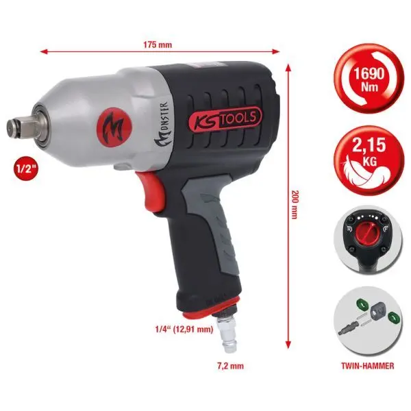 Mașină de înșurubat cu percuție (aer comprimat) KSTOOLS 515.1210