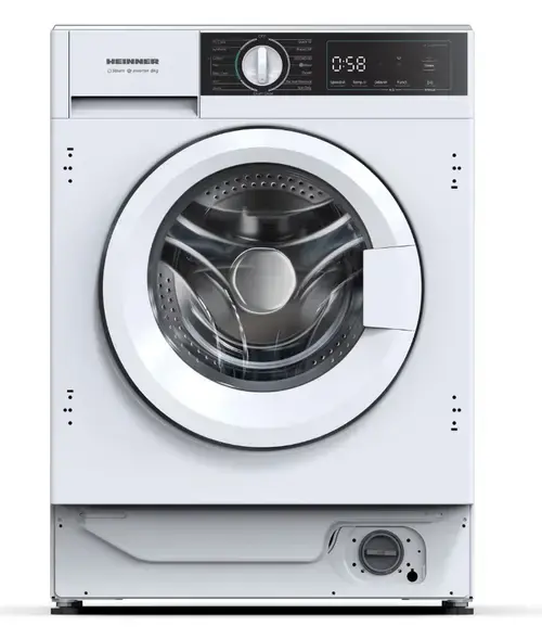Masina de spalat incorporabila HEINNER HWM-BI814IVA+++, 8 kg, 1400 rpm, Clasa A, Motor Inverter, 15 programe, Display digital, Prespalare, Start intarziat (Alb)