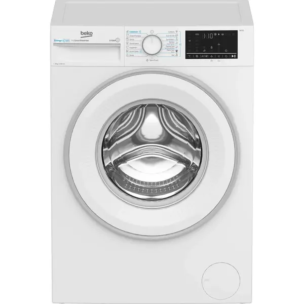 Masina de spalat rufe Beko B3WFU48215WWES, 8 kg, 1200 RPM, Child Lock, Hygiene+, SteamCure, AddXtra, ProSmart Inverter, Silent Tech, Alb, Clasa A