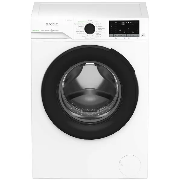 Masina de spalat rufe frontala Arctic APLM3WFSU310411W, Display LCD, 10 kg, 1400 RPM, Motor Silent Inverter, Drum Clean+Steam, Child Lock, Anticrease, Alb, Clasa A