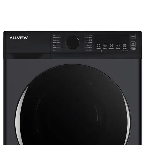 Masina de spalat rufe frontala slim Allview W1000, 10kg, 1400 RPM, Clasa A, Smart One Touch AI, Motor Inverter, Spalare cu abur, Sterilizare, Spalare rapida 15 min (Gri)