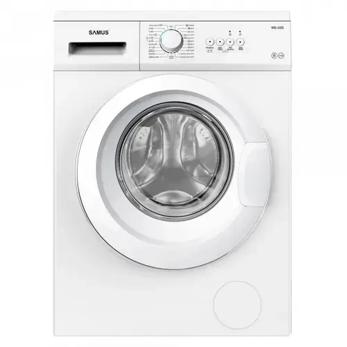 Masina de spalat rufe Samus WSL-6101, 6 kg, Slim, 23 Programe, 1000 rpm, Clasa energetica D, Afisaj cu leduri, Programe rapid 30/45/60, ECO, Spalare cu aburi (Alb)